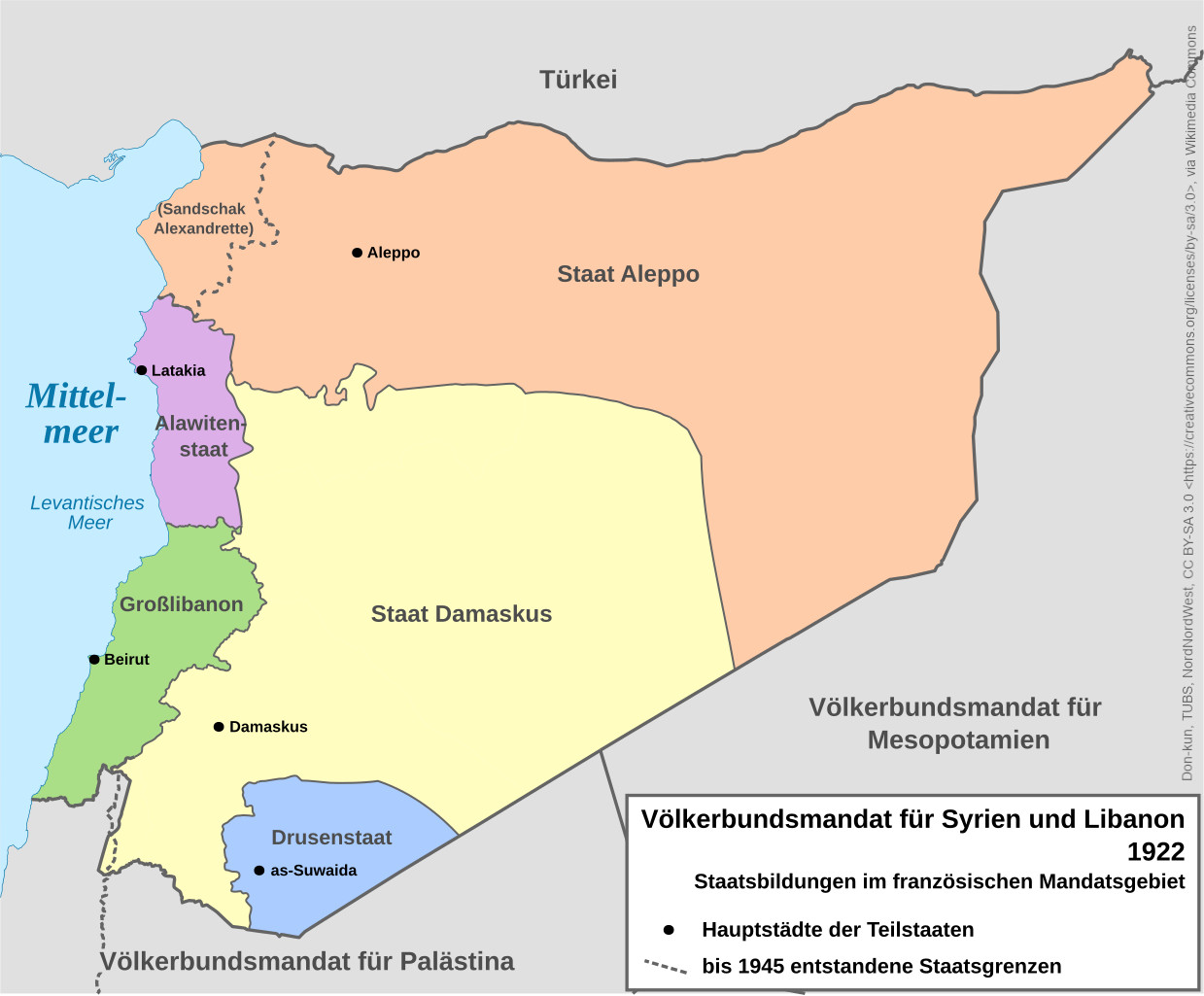 French Mandate for Syria and the Lebanon map de