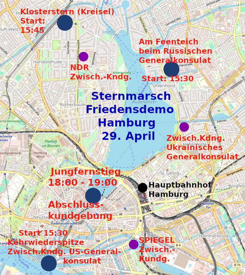 Karte Sternmarsch Friedensdemo 29.04. HH